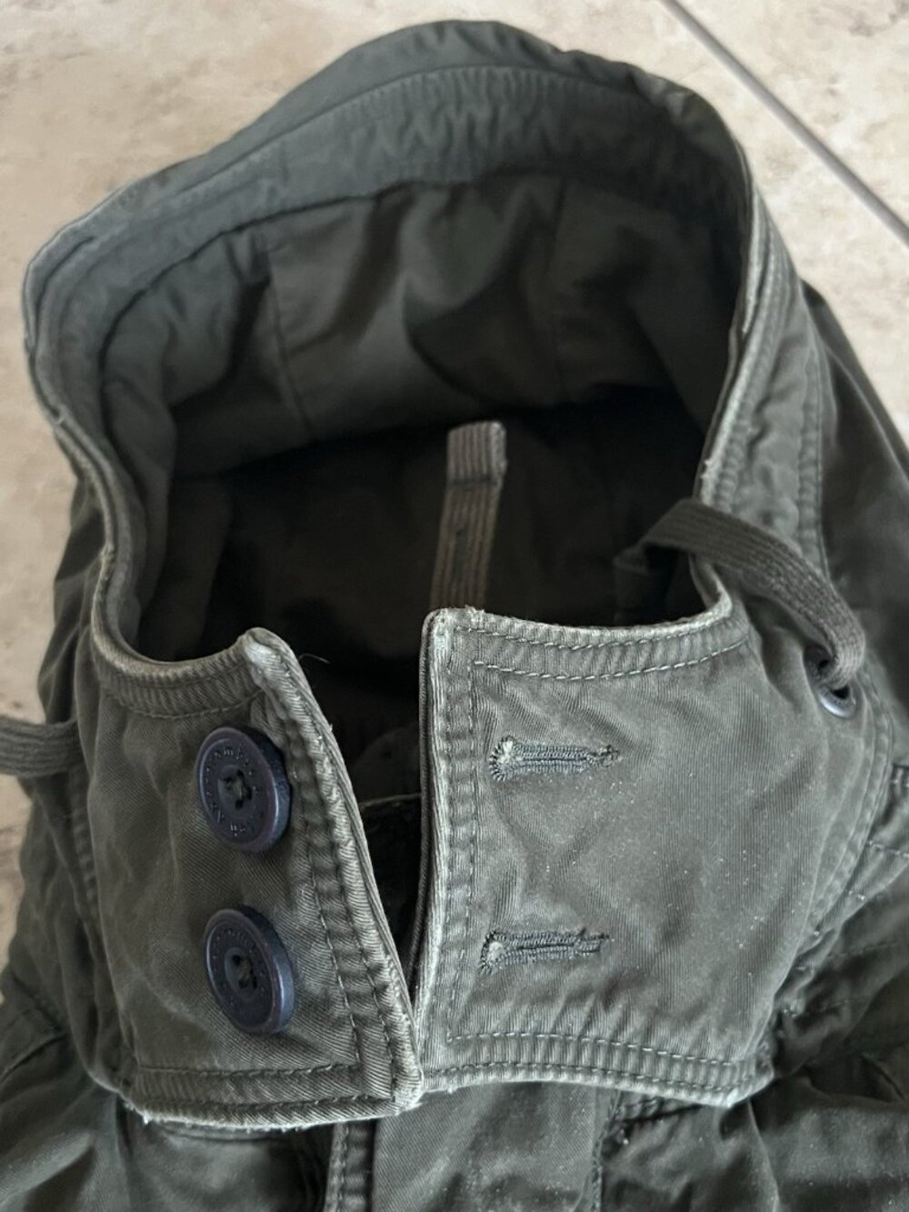 Abercrombie and Fitch SZ L Military Parka Jacket Lined Insulated Green Y2K WARM - Picture 5 of 12